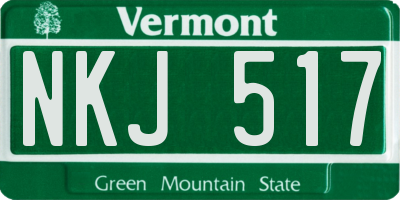 VT license plate NKJ517