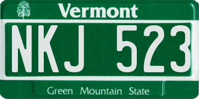 VT license plate NKJ523