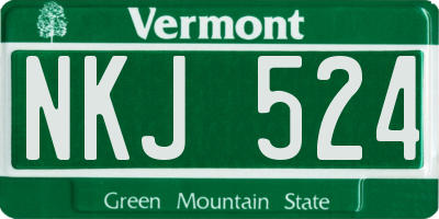 VT license plate NKJ524