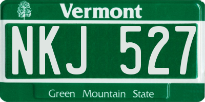 VT license plate NKJ527