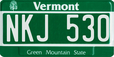 VT license plate NKJ530