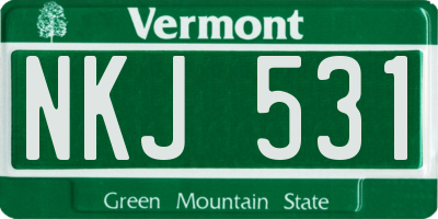 VT license plate NKJ531