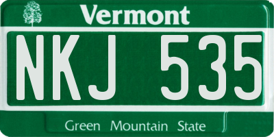VT license plate NKJ535