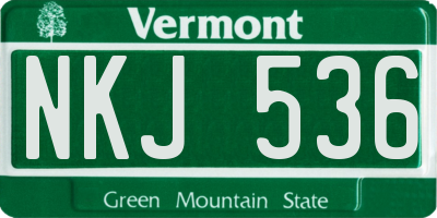 VT license plate NKJ536