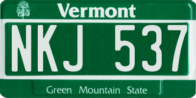 VT license plate NKJ537