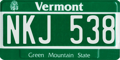 VT license plate NKJ538