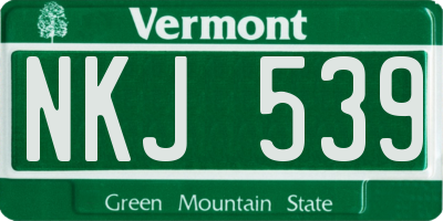 VT license plate NKJ539