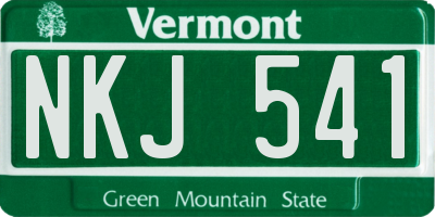 VT license plate NKJ541