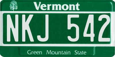 VT license plate NKJ542