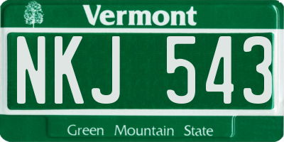 VT license plate NKJ543