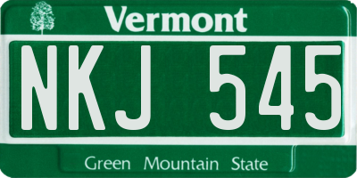 VT license plate NKJ545