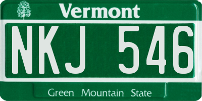VT license plate NKJ546