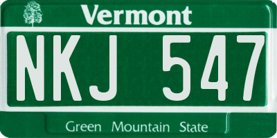 VT license plate NKJ547