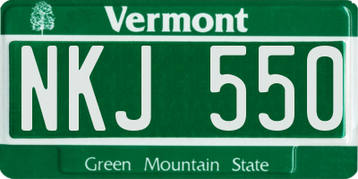 VT license plate NKJ550