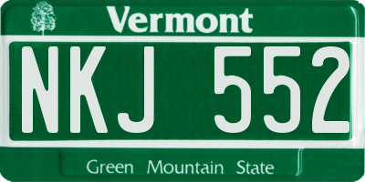 VT license plate NKJ552