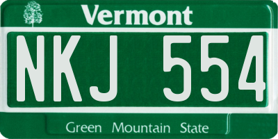 VT license plate NKJ554