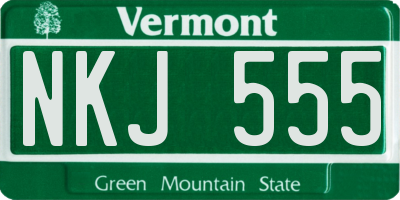 VT license plate NKJ555
