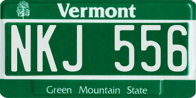 VT license plate NKJ556