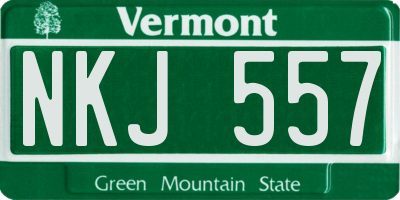 VT license plate NKJ557