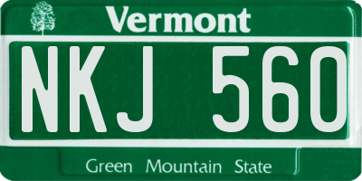 VT license plate NKJ560