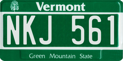 VT license plate NKJ561