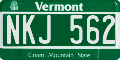 VT license plate NKJ562