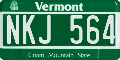 VT license plate NKJ564