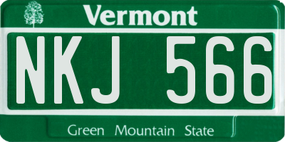 VT license plate NKJ566
