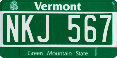 VT license plate NKJ567
