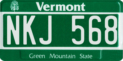 VT license plate NKJ568