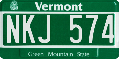 VT license plate NKJ574