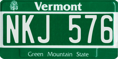 VT license plate NKJ576