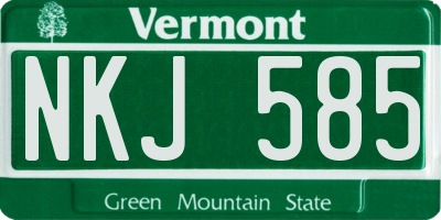 VT license plate NKJ585