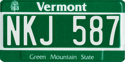 VT license plate NKJ587
