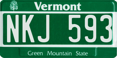 VT license plate NKJ593