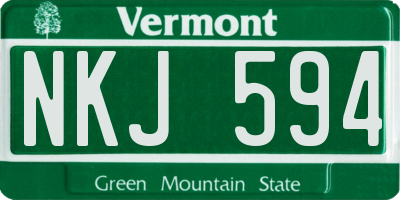 VT license plate NKJ594