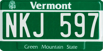 VT license plate NKJ597
