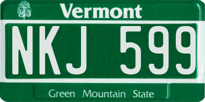 VT license plate NKJ599