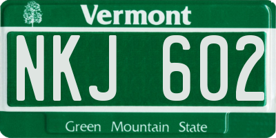 VT license plate NKJ602