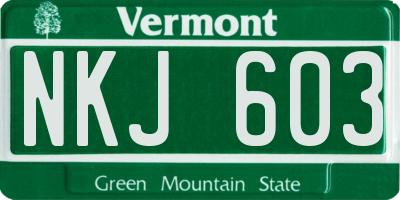 VT license plate NKJ603