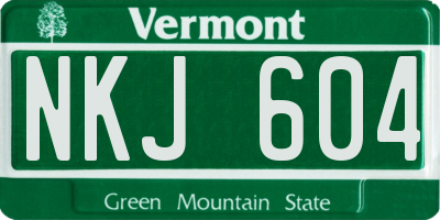 VT license plate NKJ604