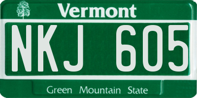 VT license plate NKJ605