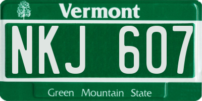 VT license plate NKJ607