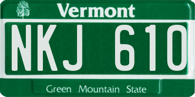 VT license plate NKJ610