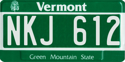 VT license plate NKJ612