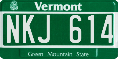 VT license plate NKJ614