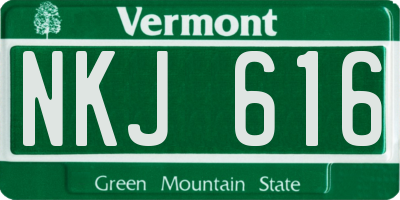 VT license plate NKJ616