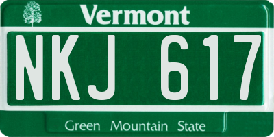 VT license plate NKJ617