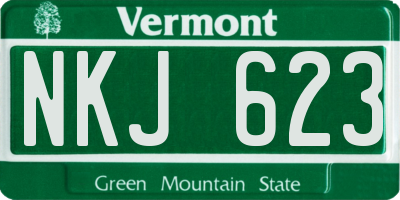 VT license plate NKJ623