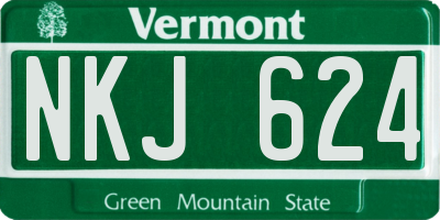 VT license plate NKJ624